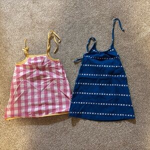 Hanna Andersson Pink Checkered and Blue Patterned Tops